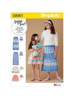 Simplicity Children's and Doll Skirt Sewing Pattern, 8961, 