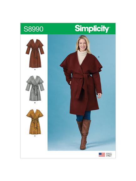 Simplicity Misses' Wrap Coat Sewing Pattern, 8990, 