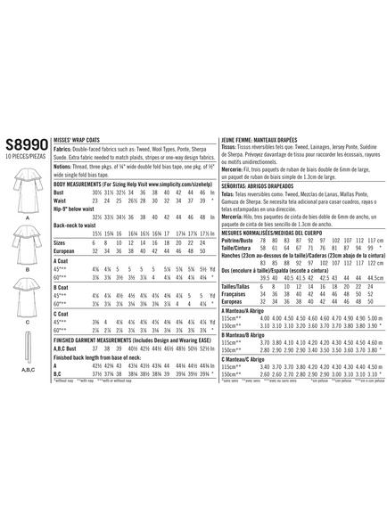 Simplicity Misses' Wrap Coat Sewing Pattern, 8990 - view 2, 