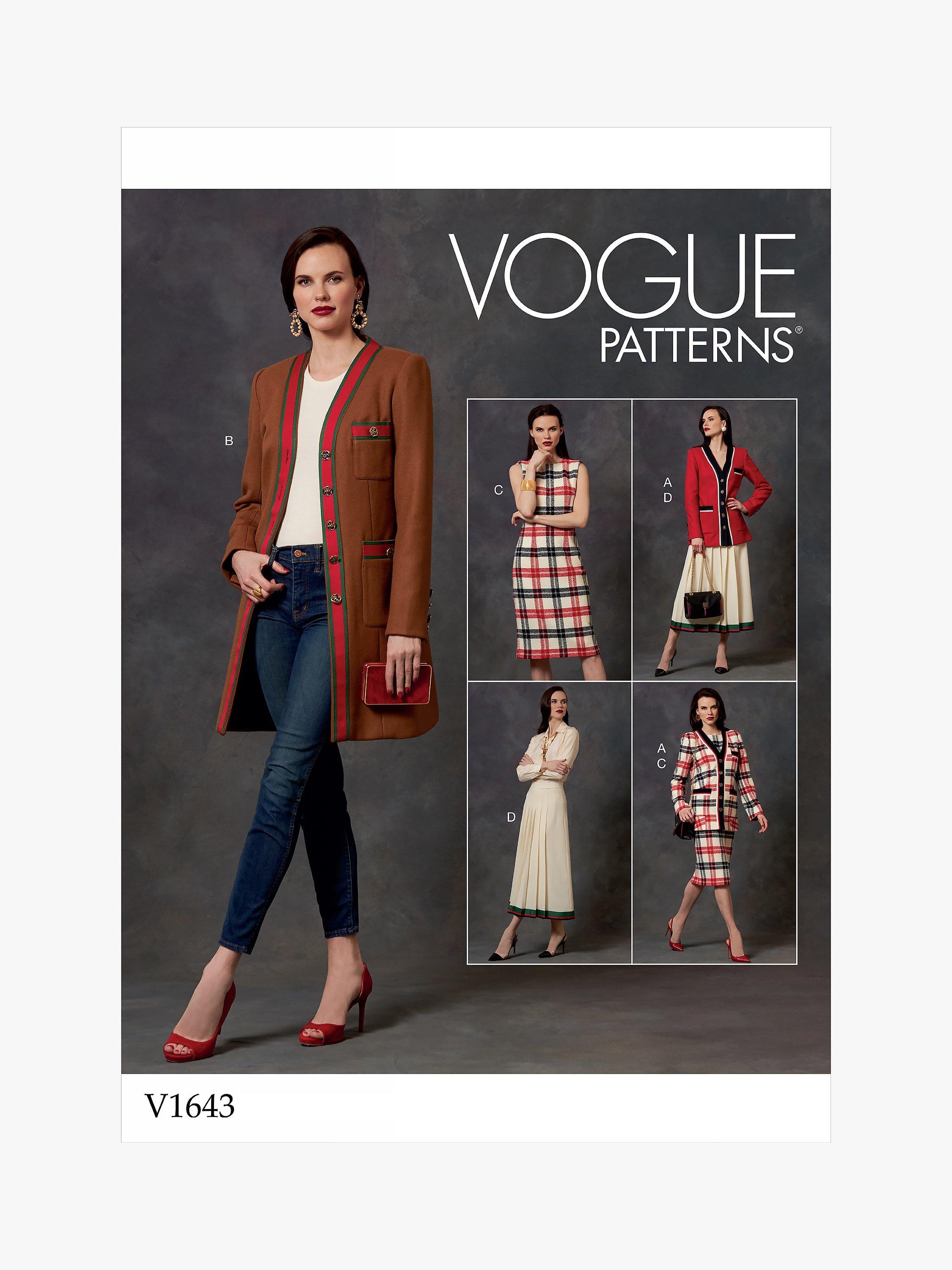 Vogue Women's Semi-Fitted Jacket, Dress and Skirt Sewing Pattern, 1643