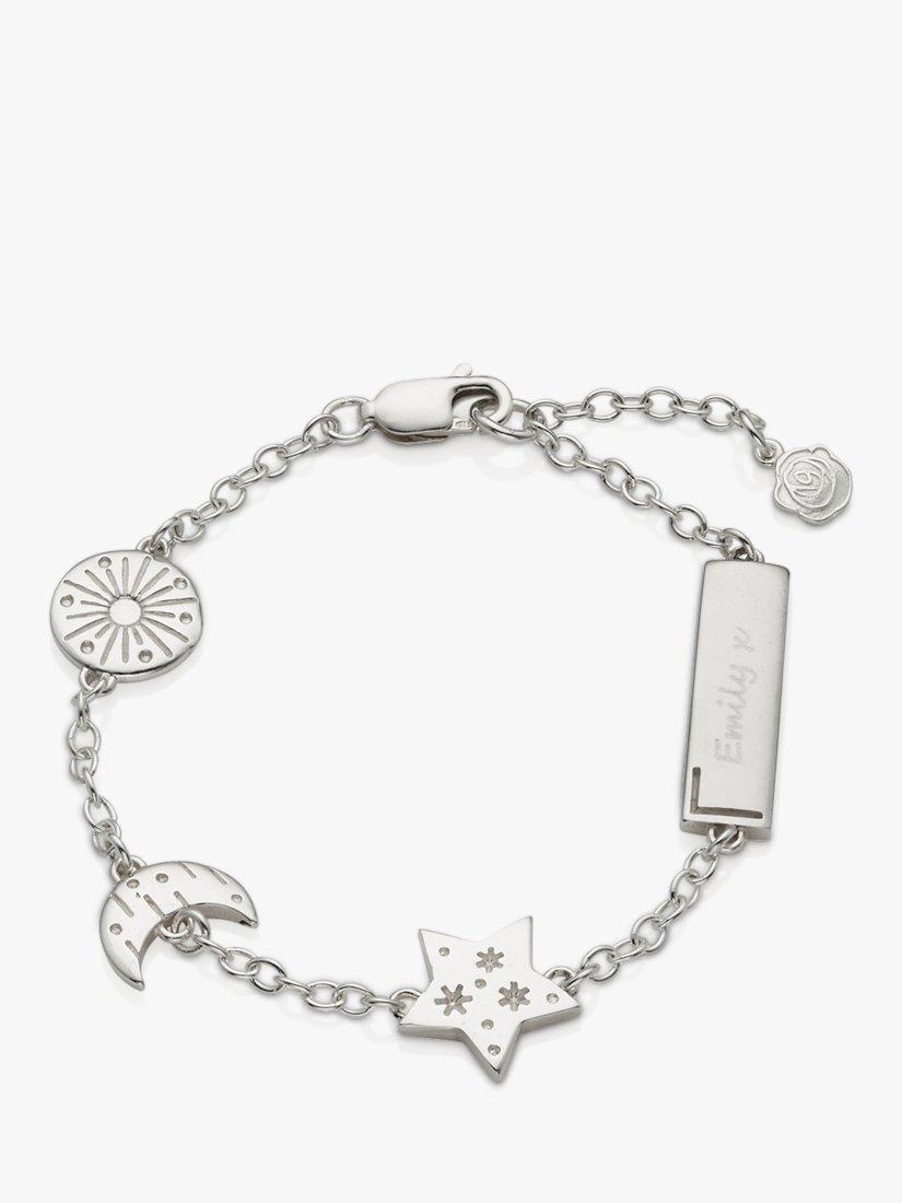 Under the Rose Personalised Sun Moon and Star Chain Bracelet, Silver