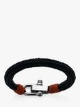 Under the Rose Personalised Men's Shackle Bracelet, Black/Tan