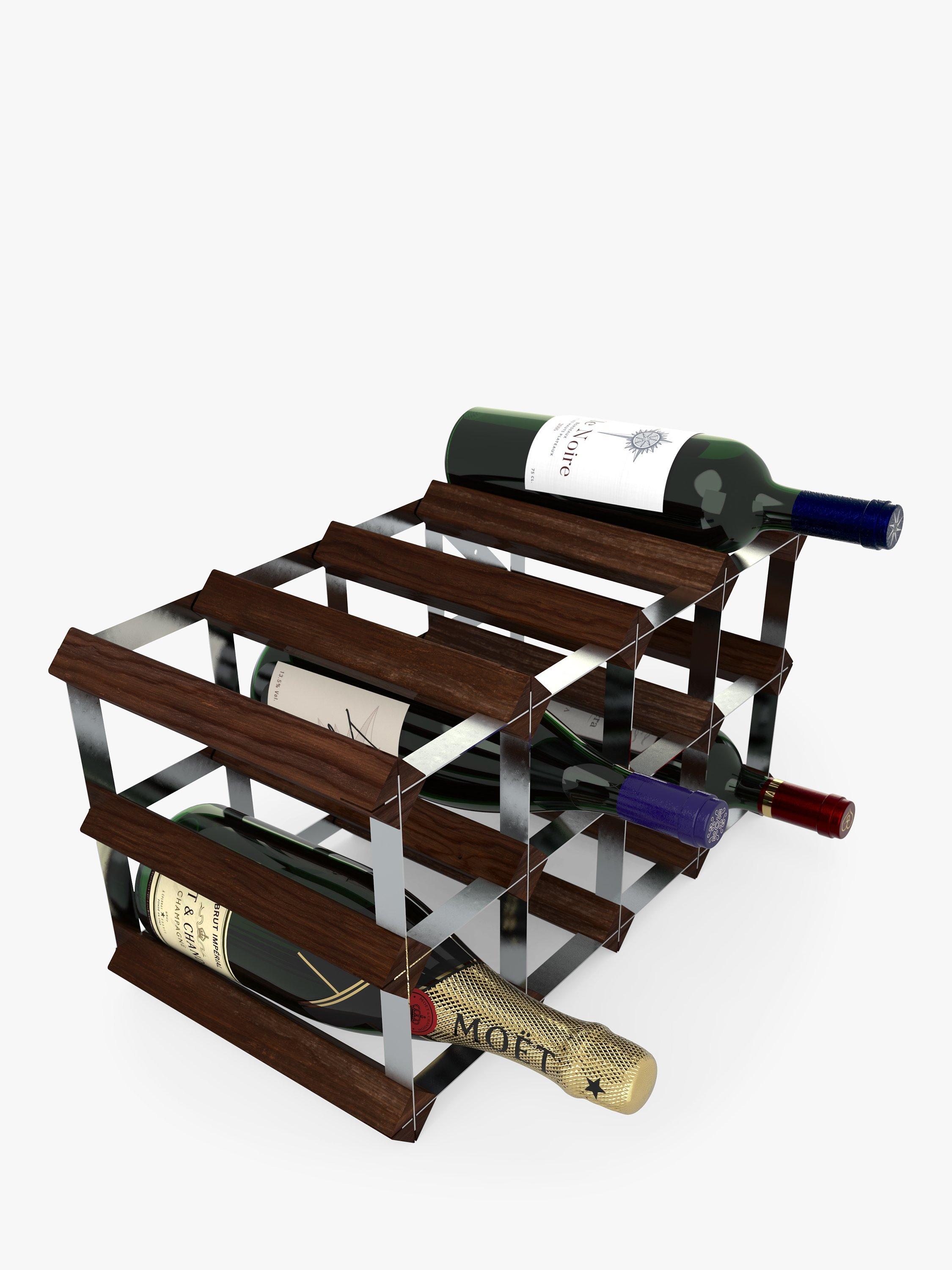 RTA Freestanding Wood Wine Rack, 12 Bottle, Dark Pine
