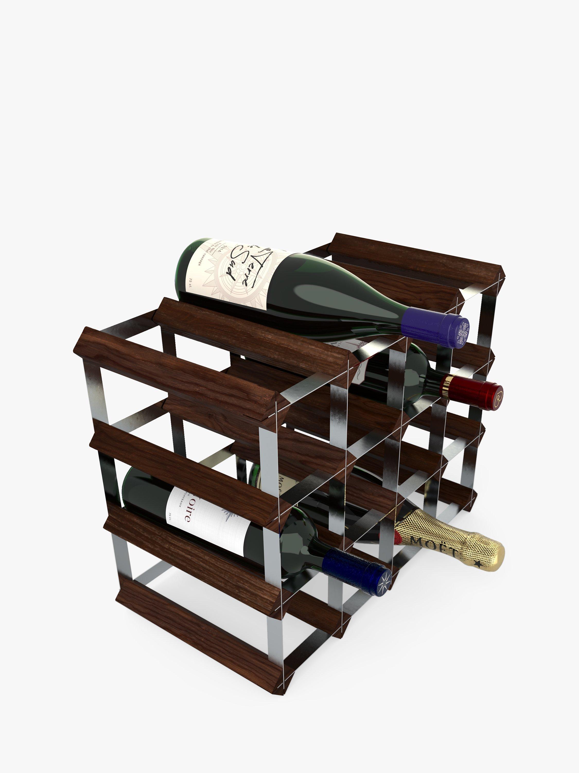 RTA Freestanding Wood Wine Rack, 16 Bottle, Dark Pine