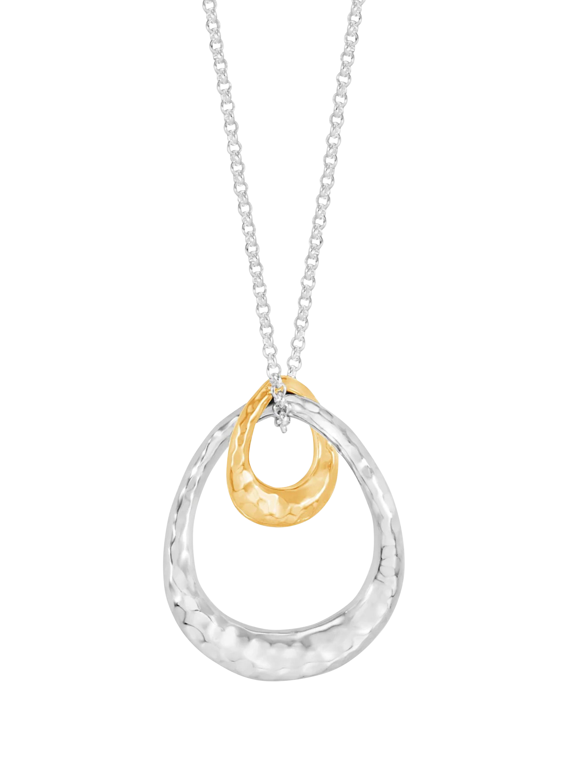 Dower & Hall Entwined Double Pendant Necklace, Silver/Gold