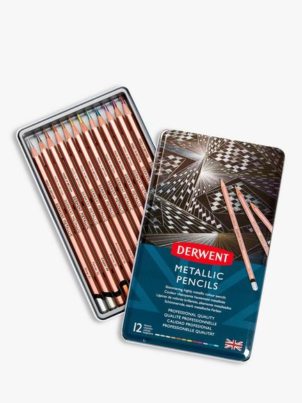 Derwent Metallic Pencils, Pack of 12, Multi