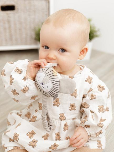 Cheeky Chompers Handychew Teething Toy, Bertie the Lion - view 2, Ochre/Midnight