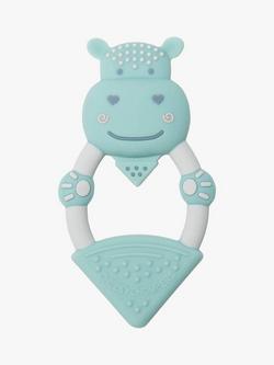 Cheeky Chompers Animal Teether, Chewy the Hippo, Grey/Aqua