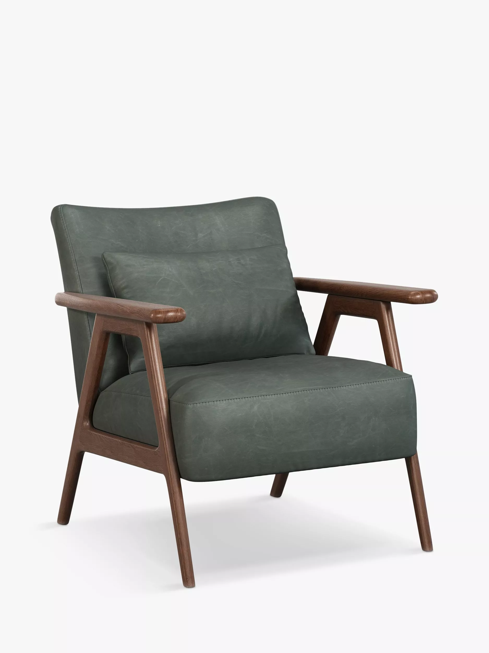 John Lewis Hendricks Leather Armchair, Dark Wood Frame