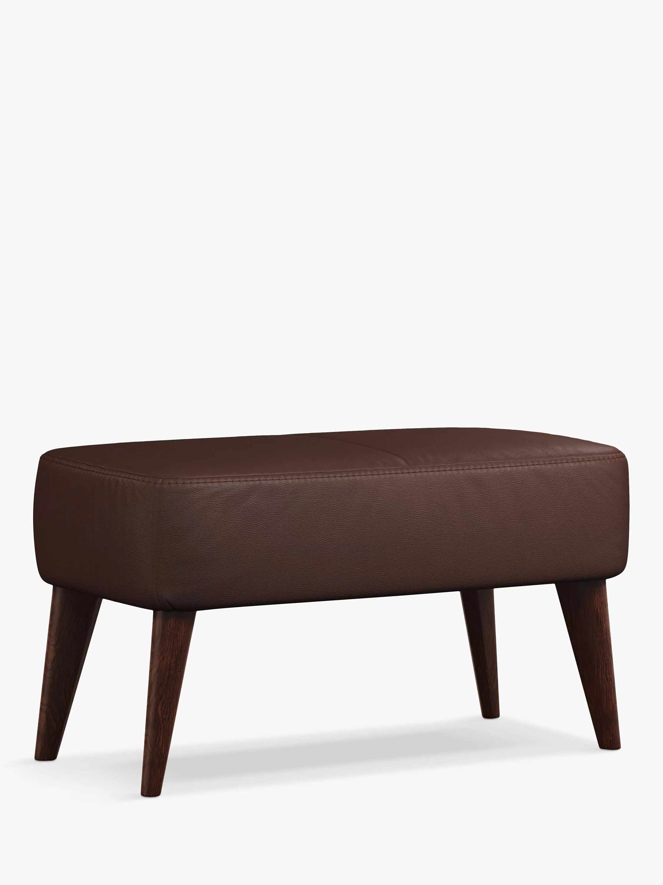 John Lewis Bergen Leather Footstool, Dark Leg