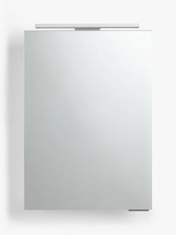 John Lewis Ariel Single Mirrored and Illuminated Bathroom Cabinet, Silver