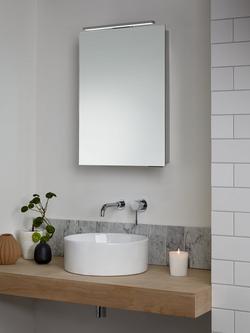 John Lewis Ariel Single Mirrored and Illuminated Bathroom Cabinet - view 2, Silver