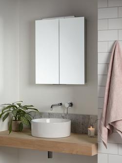 John Lewis Ariel Double Mirrored and Illuminated Bathroom Cabinet - view 2, Silver