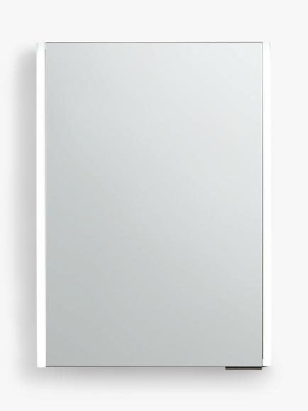 John Lewis Vertical Single Mirrored and Illuminated Bathroom Cabinet, Silver