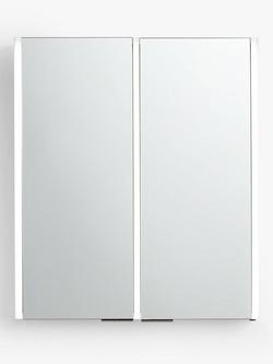 John Lewis Vertical Double Mirrored and Illuminated Bathroom Cabinet, Silver
