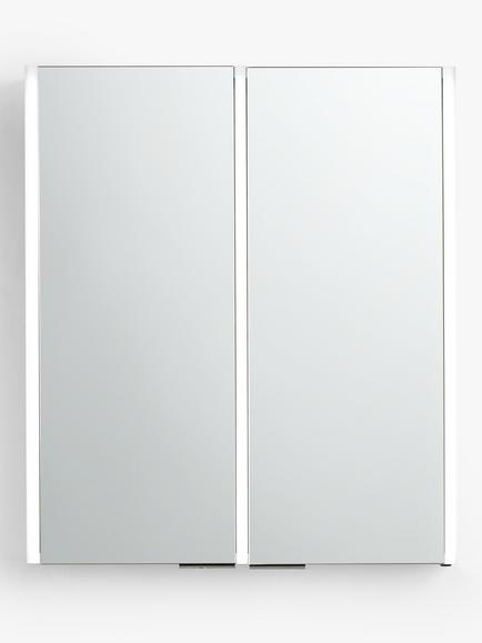 John Lewis Vertical Double Mirrored and Illuminated Bathroom Cabinet, Silver