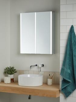 John Lewis Vertical Double Mirrored and Illuminated Bathroom Cabinet - view 2, Silver