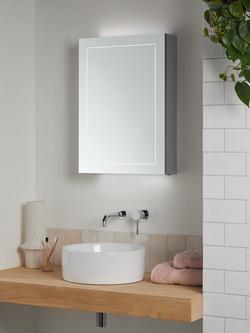 John Lewis Enclose Single Mirrored and Illuminated Bathroom Cabinet - view 2, Silver