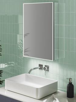 John Lewis Aspect Single Mirrored and Illuminated Bathroom Cabinet - view 2, Silver