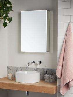 John Lewis Aspect Single Mirrored and Illuminated Bathroom Cabinet - view 2, Silver