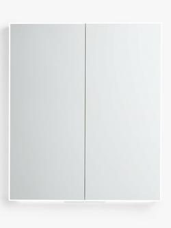 John Lewis Aspect Double Mirrored and Illuminated Bathroom Cabinet, Silver