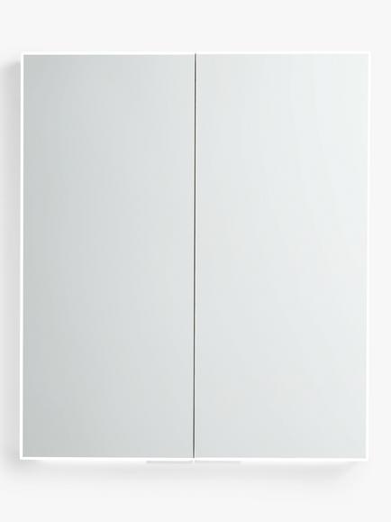 John Lewis Aspect Double Mirrored and Illuminated Bathroom Cabinet, Silver