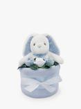 Babyblooms Blanket Cake with Personalised Baby Bunny Soft Toy, Light Blue