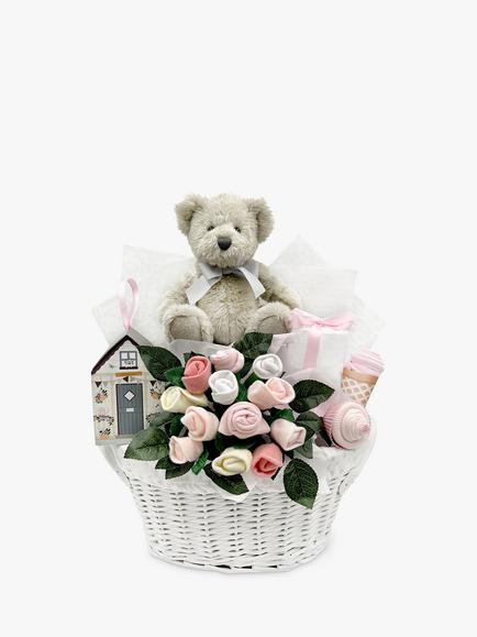 Babyblooms Berkeley Bear’s New Baby Gift Hamper, Light Blue, Light Pink