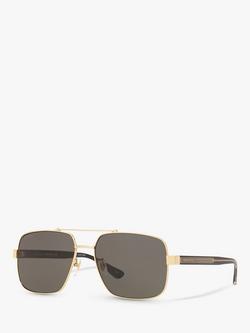 Gucci GG0529S Men's Square Sunglasses, Gold/Grey, Gold/Grey