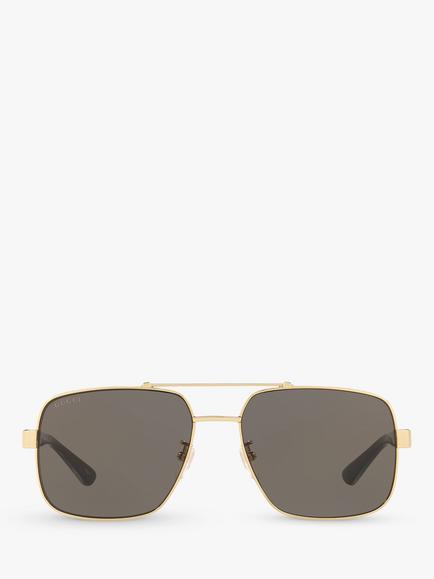 Gucci GG0529S Men's Square Sunglasses, Gold/Grey - view 2, Gold/Grey
