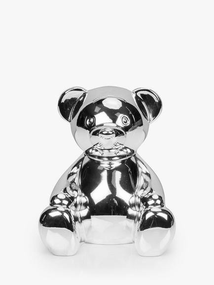John Lewis Silver-Plated Teddy Money Box - view 2, Silver
