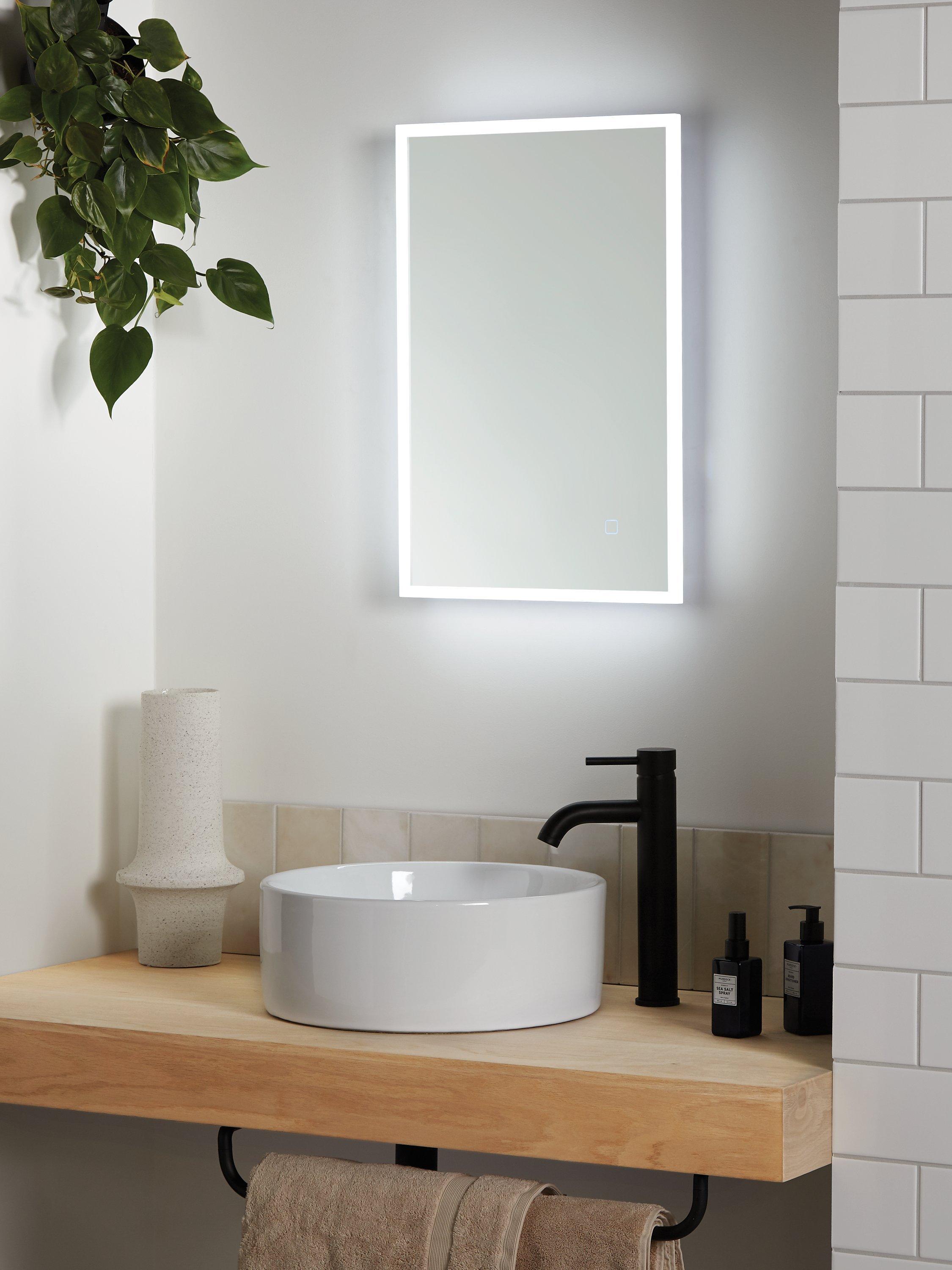 John Lewis Aura Wall Mounted Illuminated Bathroom Mirror, Small