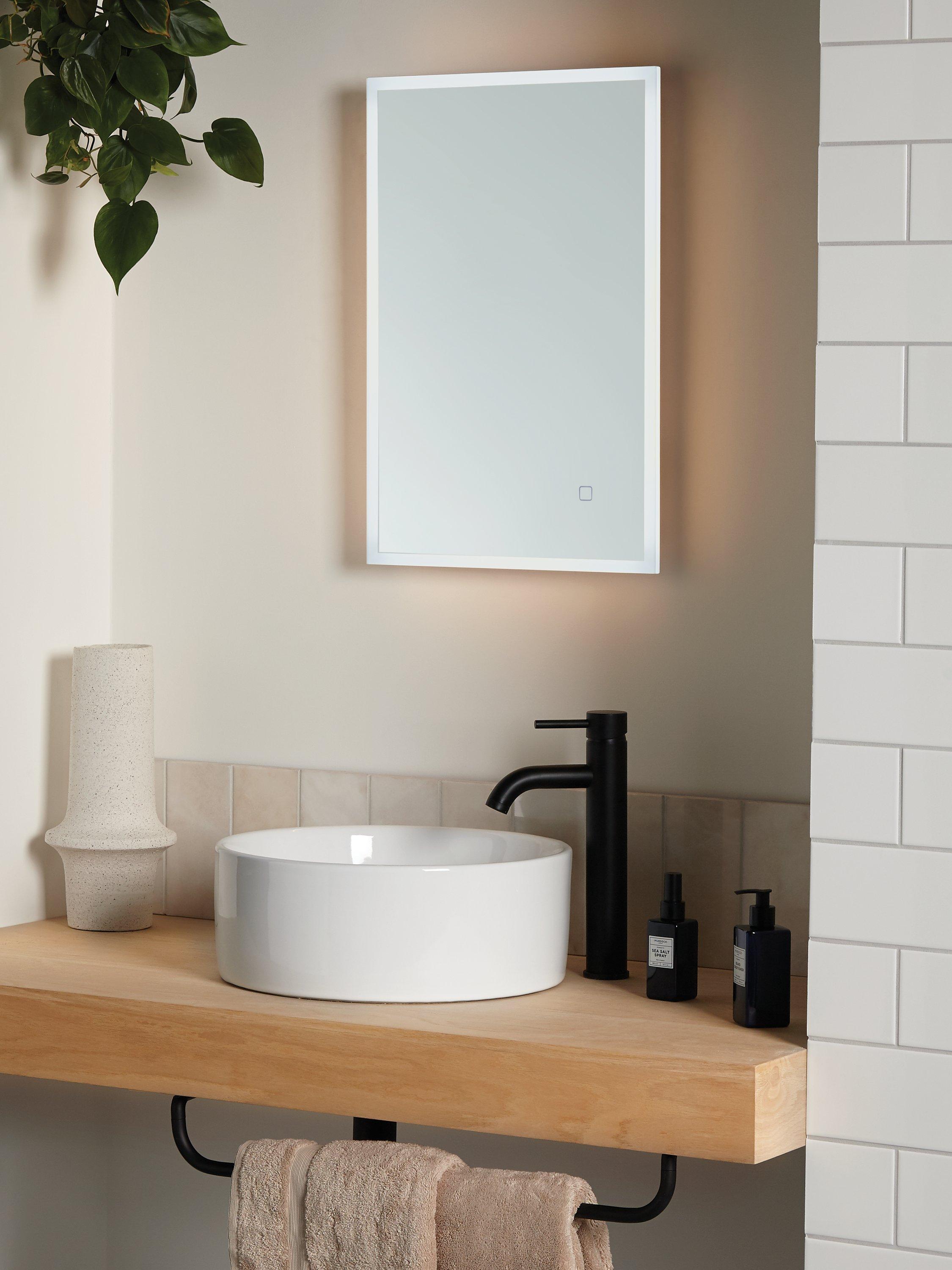 John Lewis Aura Wall Mounted Illuminated Bathroom Mirror, Small