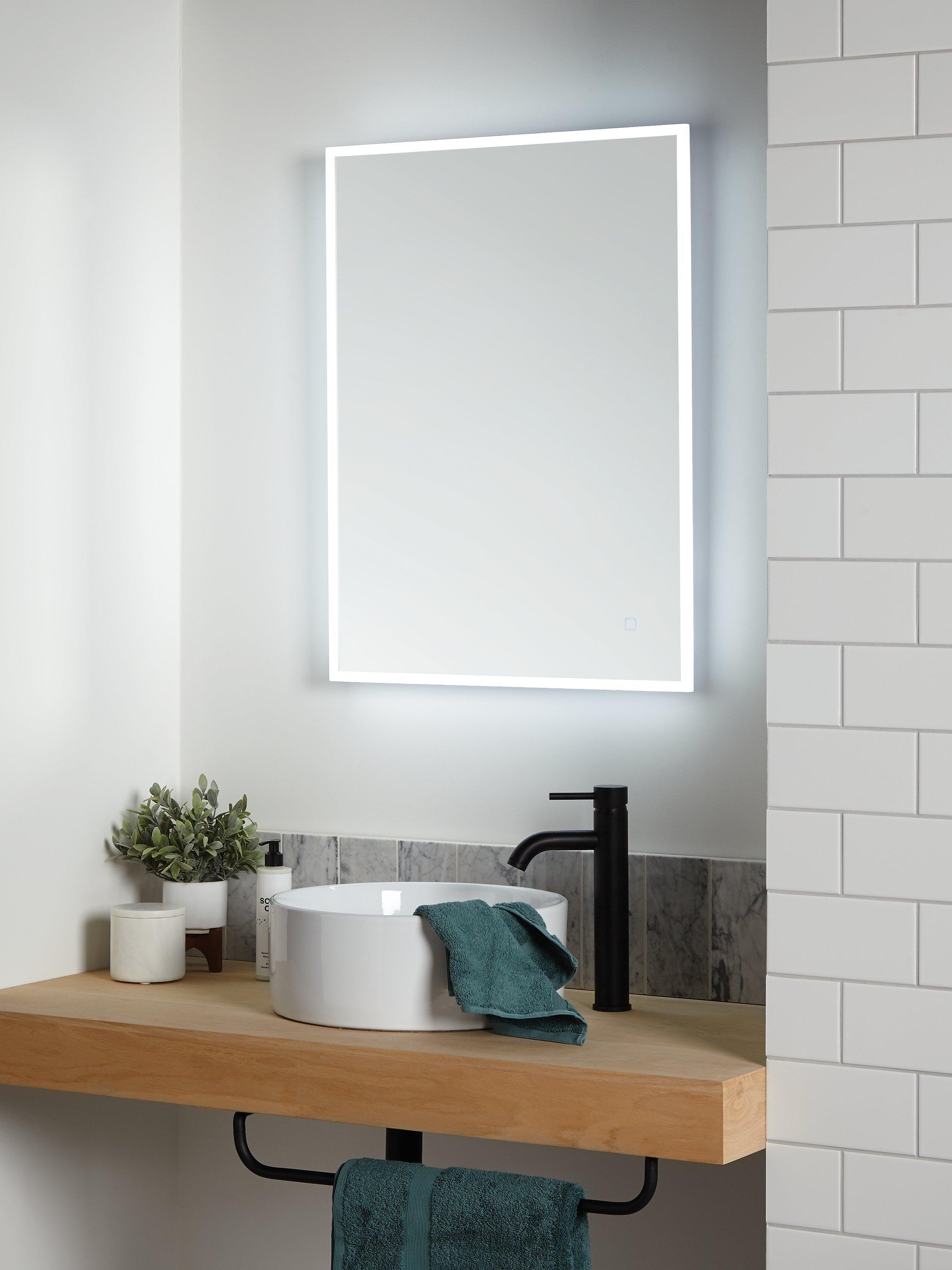 John Lewis Aura Wall Mounted Illuminated Bathroom Mirror, Large