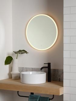 John Lewis Aura Wall Mounted Illuminated Bathroom Mirror, Round - view 2, Silver