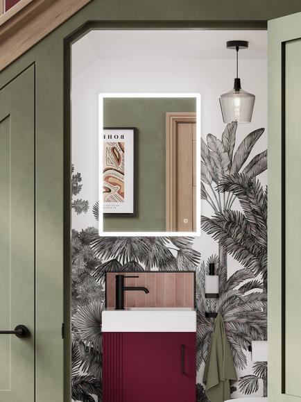 John Lewis Aura Wall Mounted Illuminated Bathroom Mirror, Silver