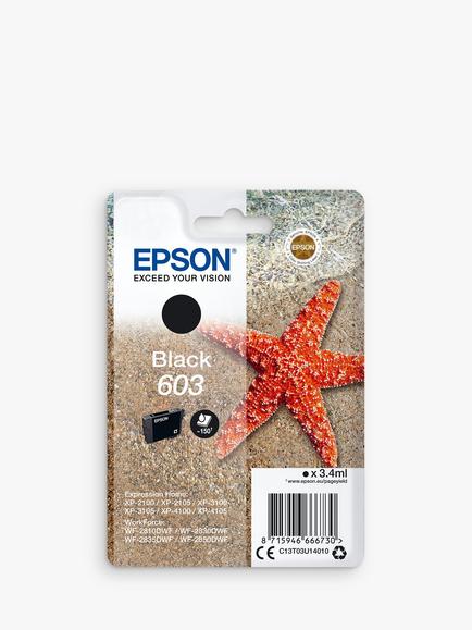 Epson Starfish 603 Inkjet Printer Cartridge, Black, Black