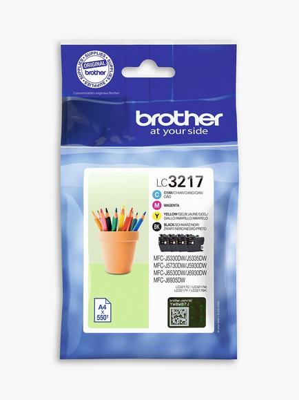Brother LC3217 Ink Cartridge, Pack of 4, Multi, Multi