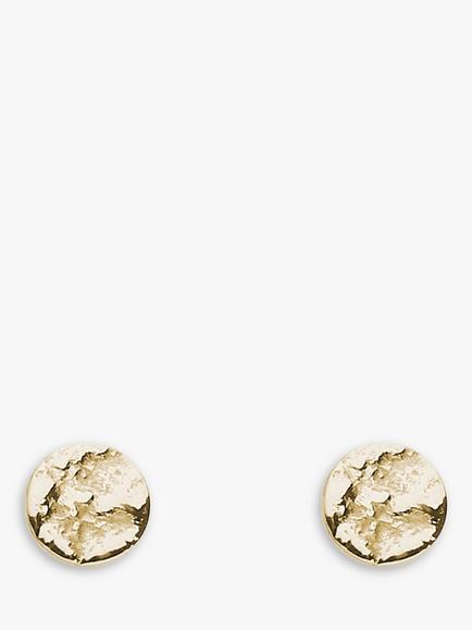 Tutti Coastal Brushed Round Stud Earrings, Gold