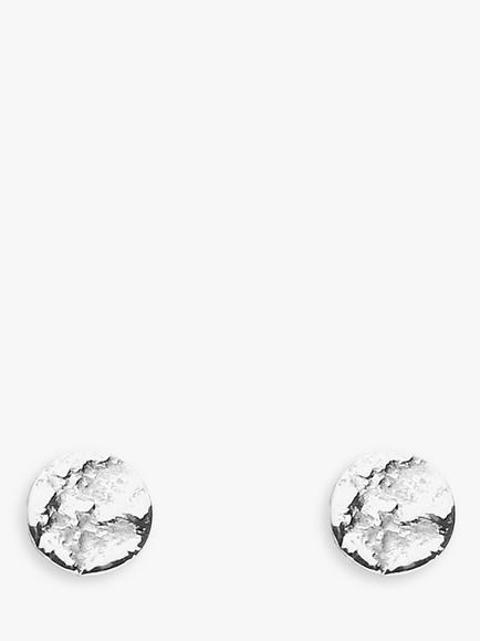 Tutti Coastal Brushed Round Stud Earrings, Silver