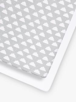 Snüz Baby Cloud Cot/Cotbed Fitted Sheets, 2 Piece Set, Grey/White, Grey/White