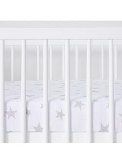 Snüz Baby Star Cot/Cotbed Fitted Sheets, 2 Piece Set, White/Grey - view 2, White/Grey