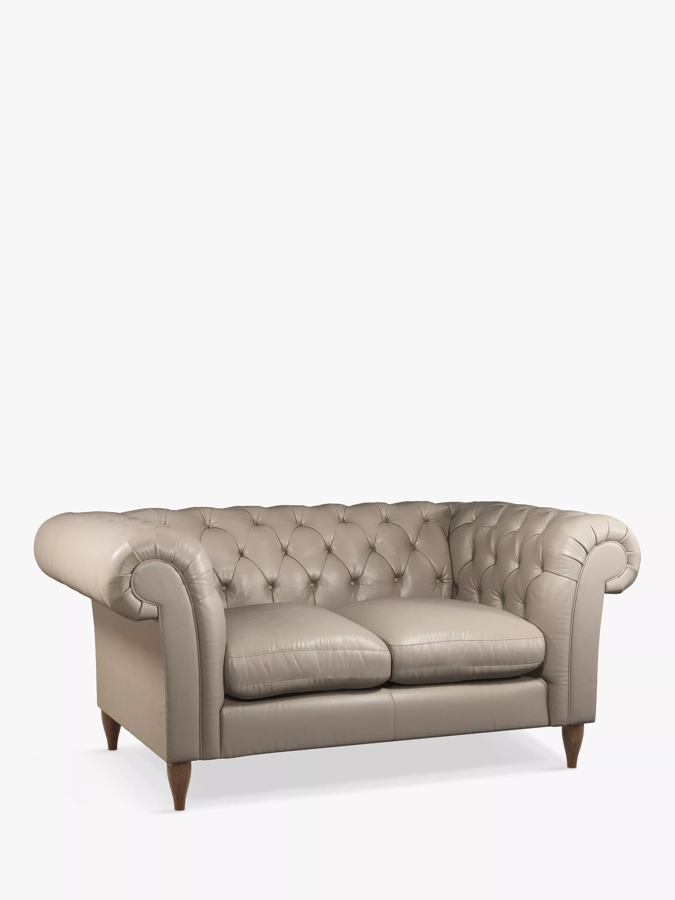 John Lewis Cromwell Chesterfield Small 2 Seater Leather Sofa, Dark Leg