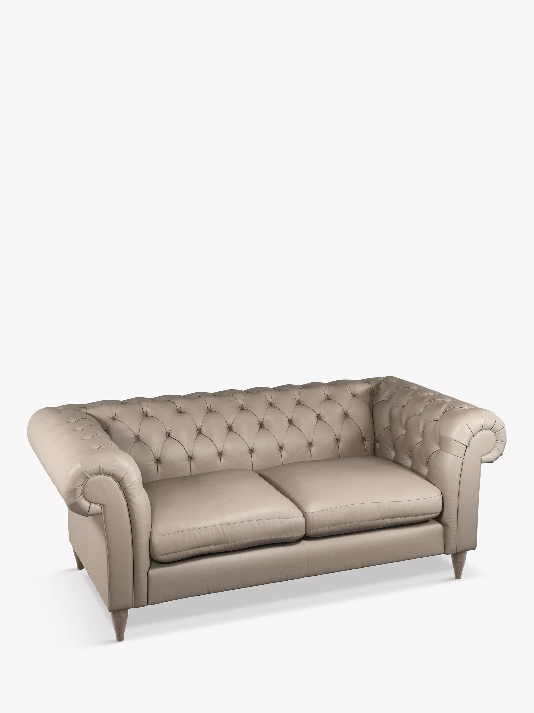 John Lewis Cromwell Chesterfield Large 3 Seater Leather Sofa, Dark Leg