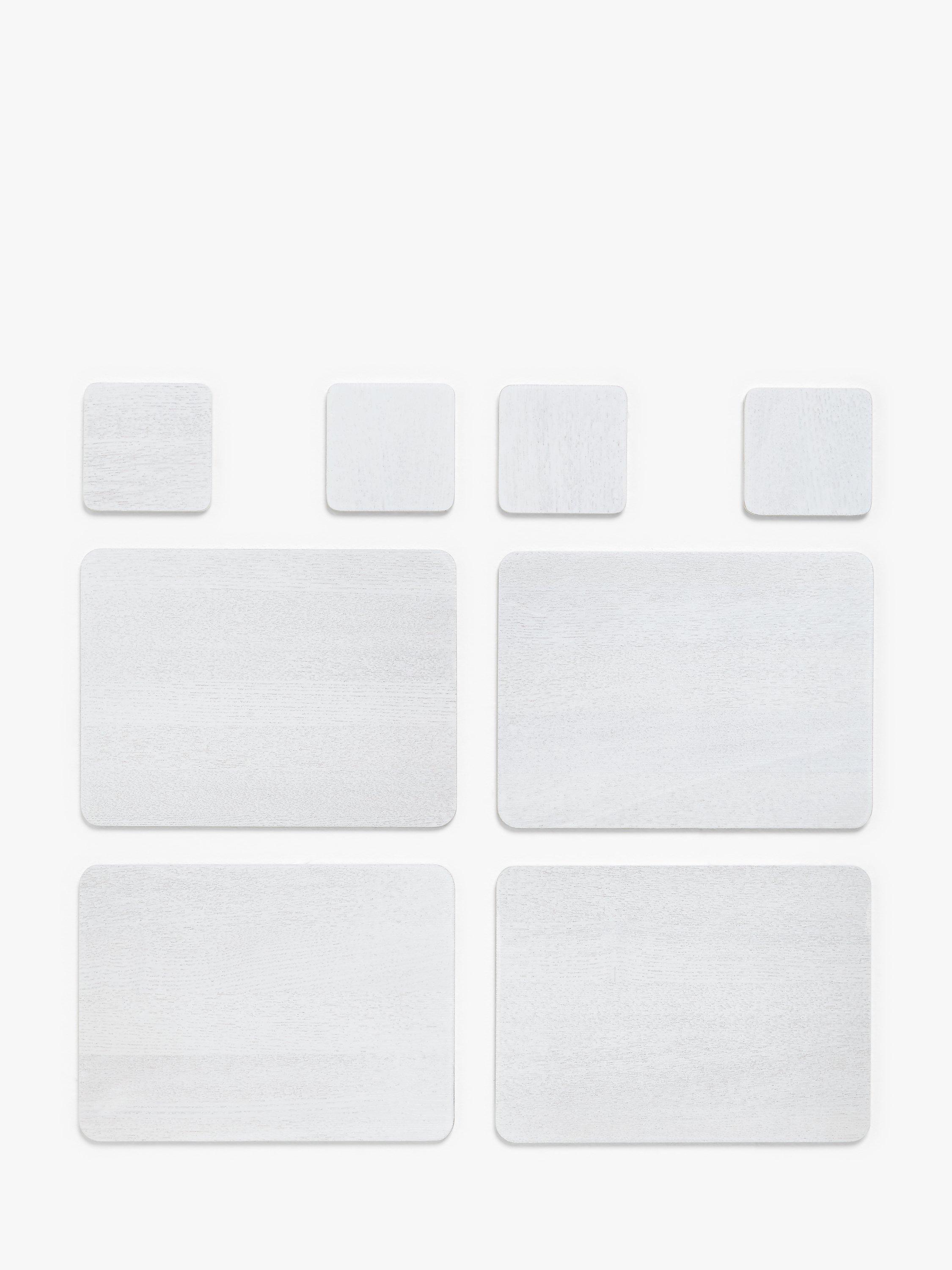 John Lewis ANYDAY Wood Placemats & Coasters, Set of 4, White