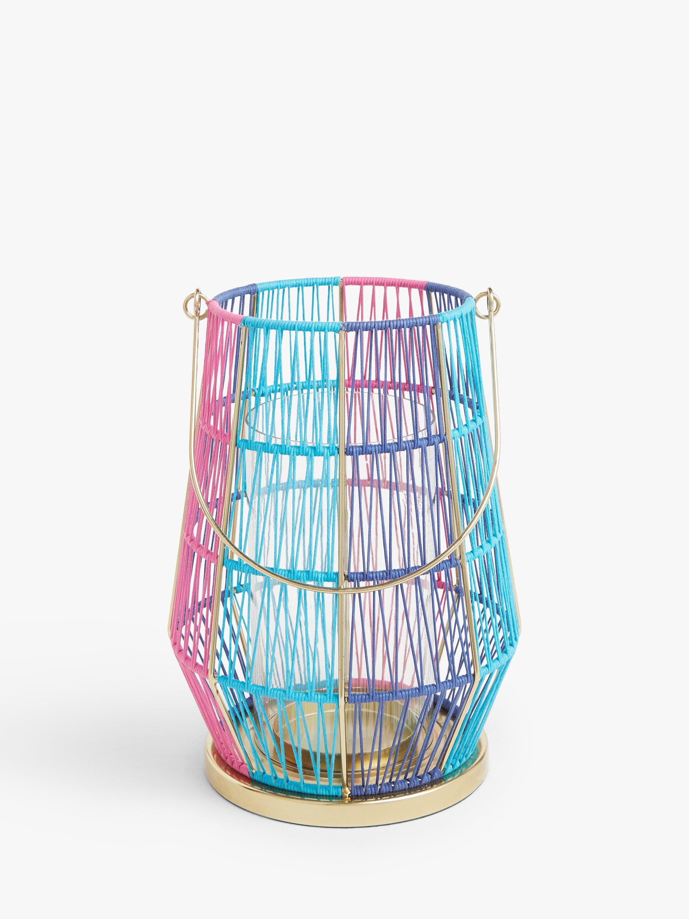 John Lewis Summer Lantern Candle Holder, Pink/Blue, H26 cm