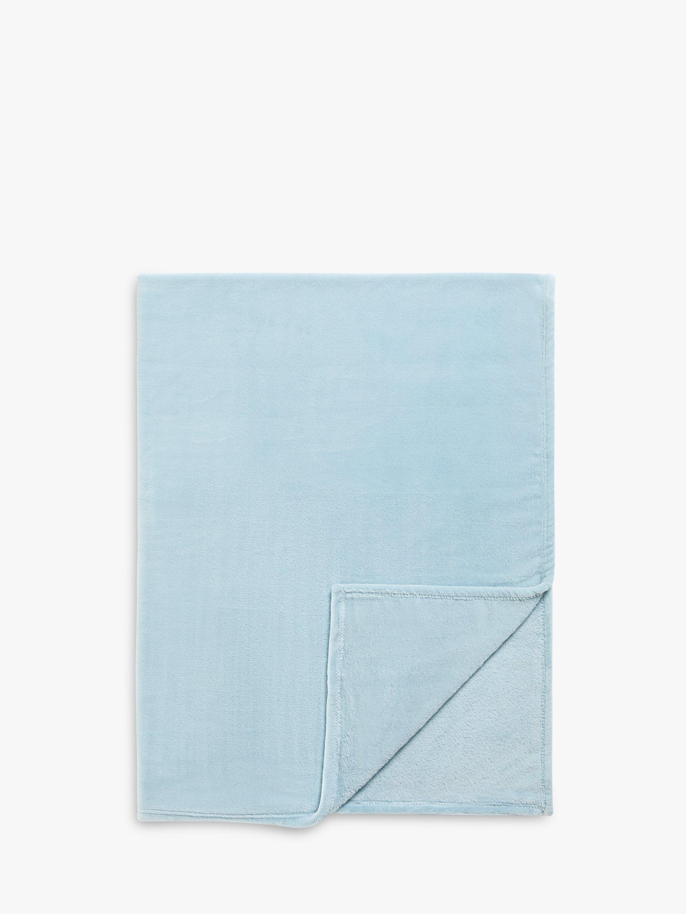 John Lewis ANYDAY Fleece Throw, Duck Egg