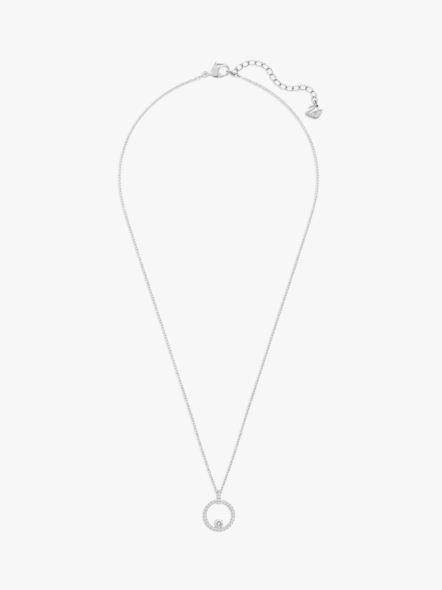 Product image 1 of 3, which shows Swarovski Creativity Crystal Pave Round Pendant Necklace, Silver