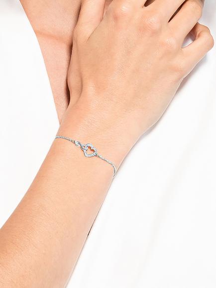 Swarovski Crystal Infinity and Heart Chain Bracelet, Silver, Silver