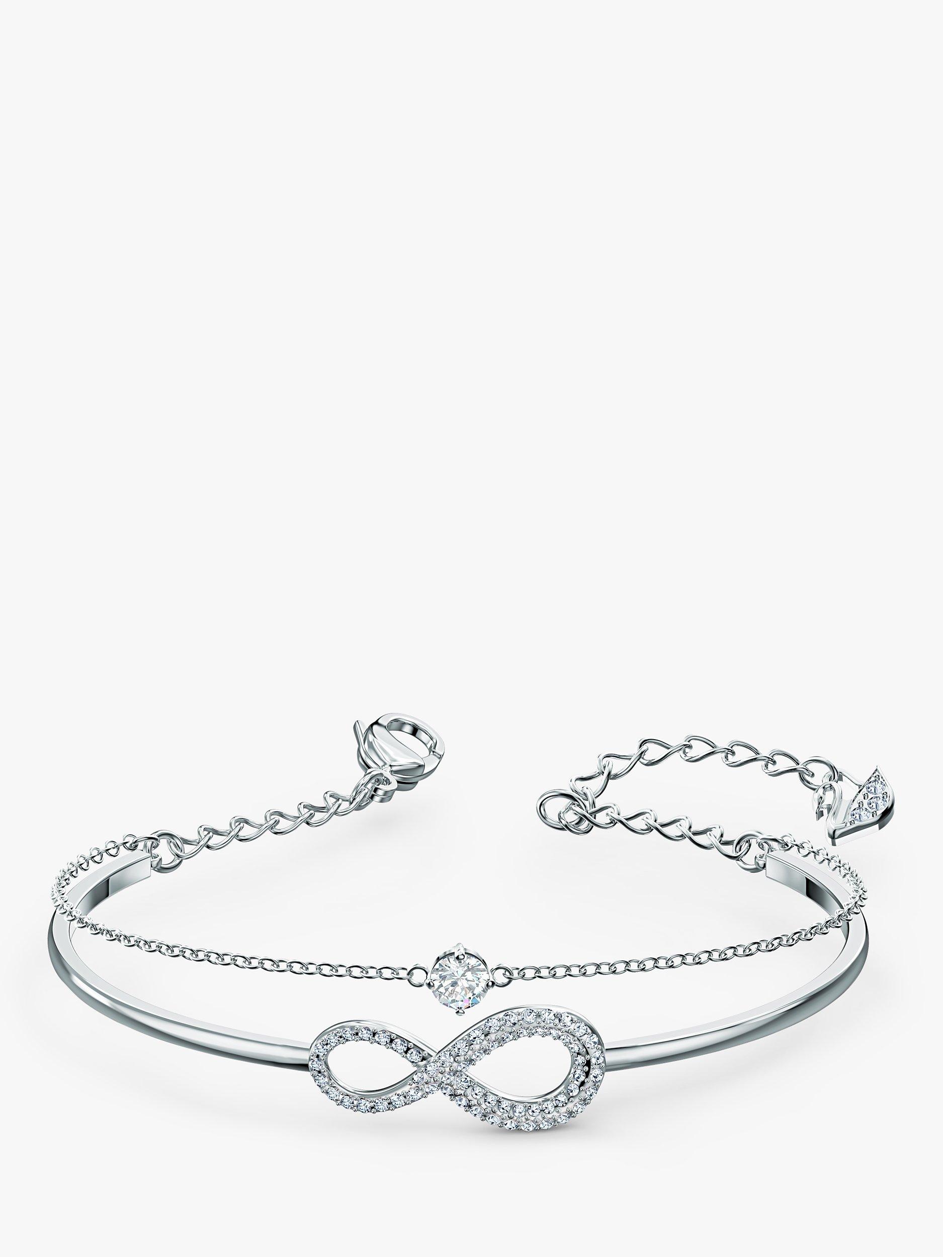 Swarovski Crystal Infinity Double Bangle, Silver